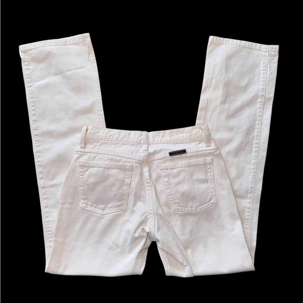 Wrangler Cowgirl Cut White Jeans 3/4 x 34 Bootcut 100% Cotton Made in Mexico - Picture 2 of 7